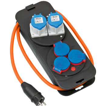 Camping Distribution box with plug / power distributor 16A for camping and permanent outdoor use IP44 (caravan power distributor 1.50 m cable in orange)