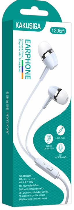 Cuffie auricolari con microfono 1.2m jack audio 3.5mm bianche KSC-659