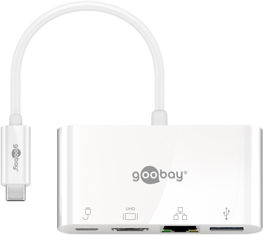 Adattatore multiporta USB-C a HDMI e Ethernet PD bianco