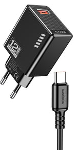 Caricatore USB Type-C USB 5V/2.4A 12W nero KSC-1236