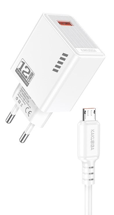 Caricatore micro USB  5V/2.4A 12W bianco KSC-1236