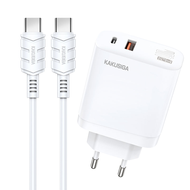 Caricatore rapido 40W USB-C + USB-A bianco con cavo Type-C - Type-C 1m 6921042122441 KSC-813 F4625