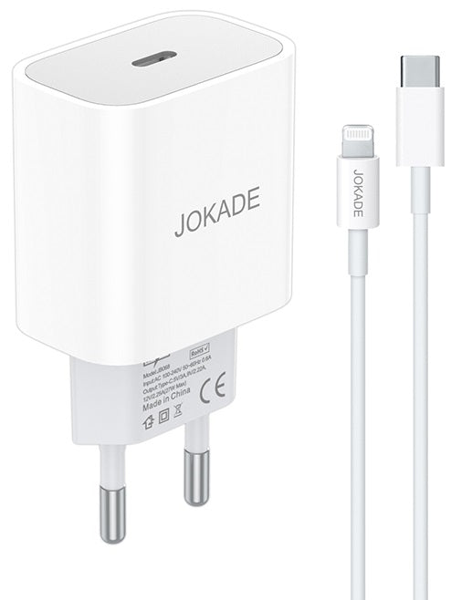 Caricabatterie con cavo USB tipo C / Lightning ricarica rapida 3A 27W bianco JB069 6921042139098 F2980