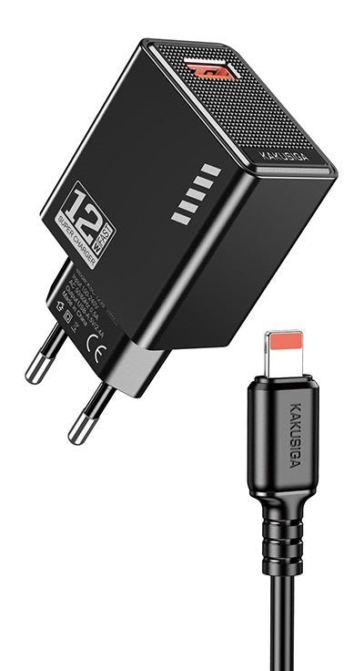 Caricatore USB lightning 5V/2.4A 12W nero KSC-1236