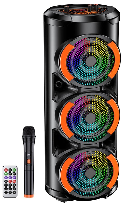Cassa acustica ricaricabile con telecomando e microfono wireless 3x6" 30W KK-6301 6921042142692