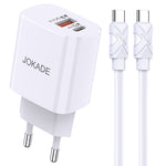 Caricabatterie ricarica rapida USB-C + USB-A 20W con cavo USB-C - USB-C 1m bianco JB042 6921042130408 F4785