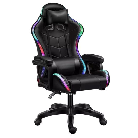 Sedia da gaming nera con illuminazione LED RGB