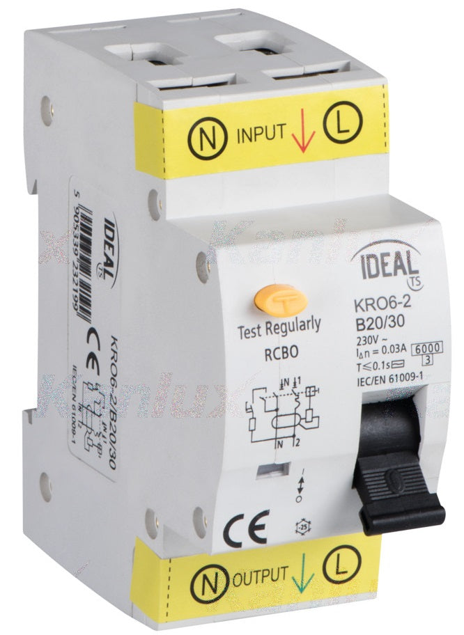 Interruttore magnetotermico differenziale 20A 6kA 2P KRO6 Kanlux