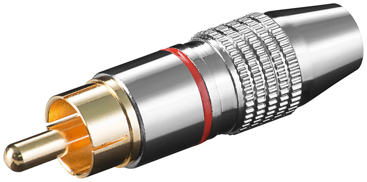 Connettore RCA maschio rosso in metallo