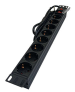 Multipresa 8 posti Schuko per armadio rack 19" con interruttore luminoso E6000