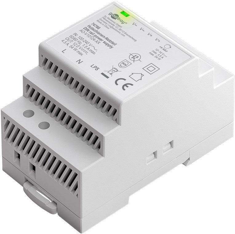 Alimentatore per guida DIN 12VCC 4,5A 44W 4040849747663 74766 F1522