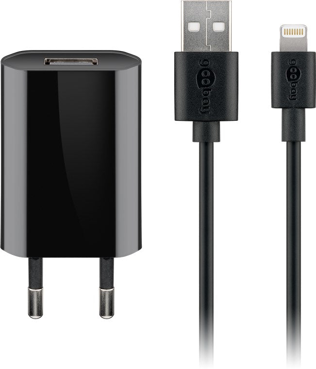 Set di ricarica Apple Lightning 5 W Alimentazione con cavo Apple Lightning 1 m nero