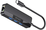Adattatore hub USB-C 4 in 1 3xUSB 3.0 1xRJ45 Gigabit nero 6921042137971 JC009-F F4810