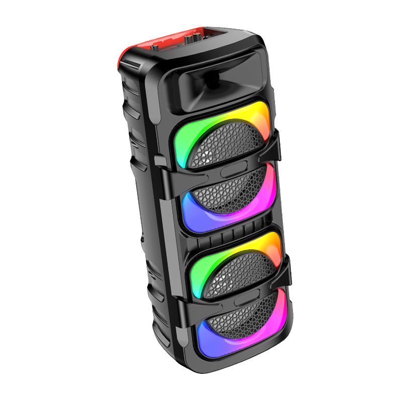 Cassa acustica ricaricabile luci LED 2x8" 30W Bluetooth/USB/FM JD031Cassa acustica ricaricabile luci LED 2x8" 30W Bluetooth/USB/FM JD031