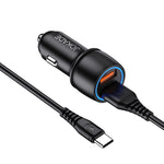 Caricabatterie per auto 2xUSB con cavo USB type C JH004 6924042123448 F4135