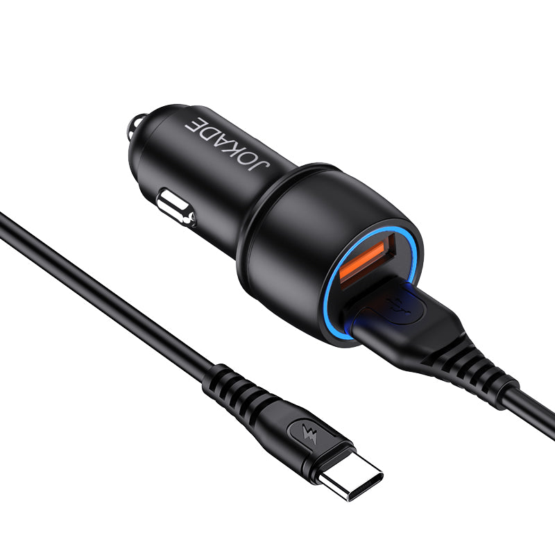 Caricabatterie per auto 2xUSB con cavo USB type C JH004 6924042123448 F4135