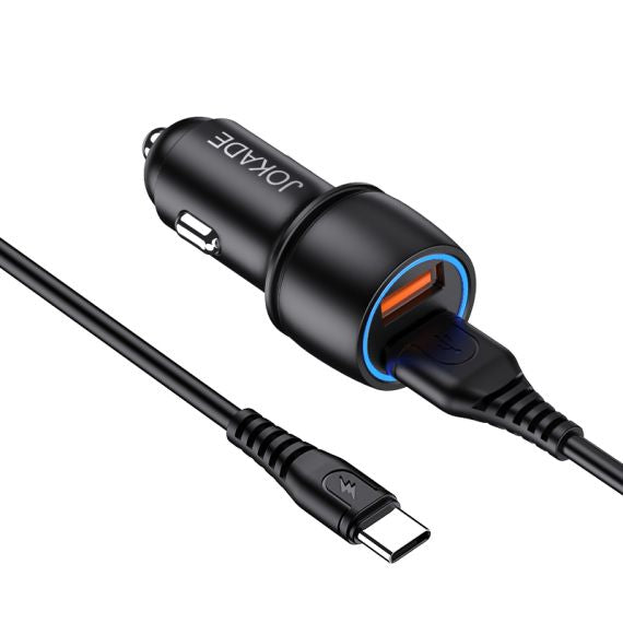 Caricabatterie per auto 2xUSB con cavo USB type C JH004