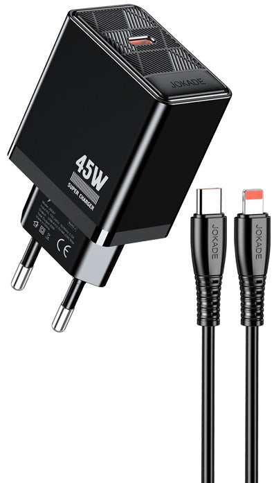 Caricabatterie ricarica rapida con cavo USB Type C - Lightning nero 1m JB092