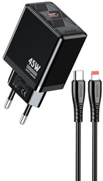 Caricabatterie ricarica rapida con cavo USB Type C - Lightning nero 1m JB092 6921042144801 JB092 F4395