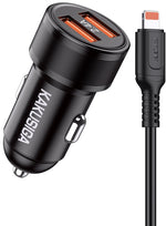 Caricabatterie da auto ricarica rapida 2xUSB 5V 2.4A con cavo Lightning KSC-860