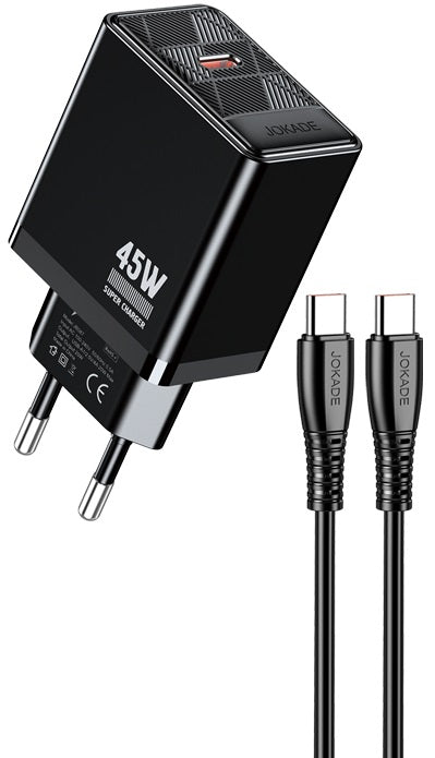 Caricabatterie ricarica rapida con cavo USB Type C nero 1m JB092