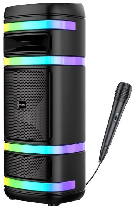 Cassa acustica ricaricabile 2x8" 40W luci LED Bluetooth/FM/USB KK-8208