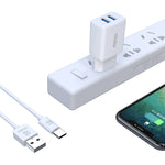 Caricabatterie USB doppia porta 2.4A bianco con cavo Type-C 1m KSC-373 6921042113654 F4635