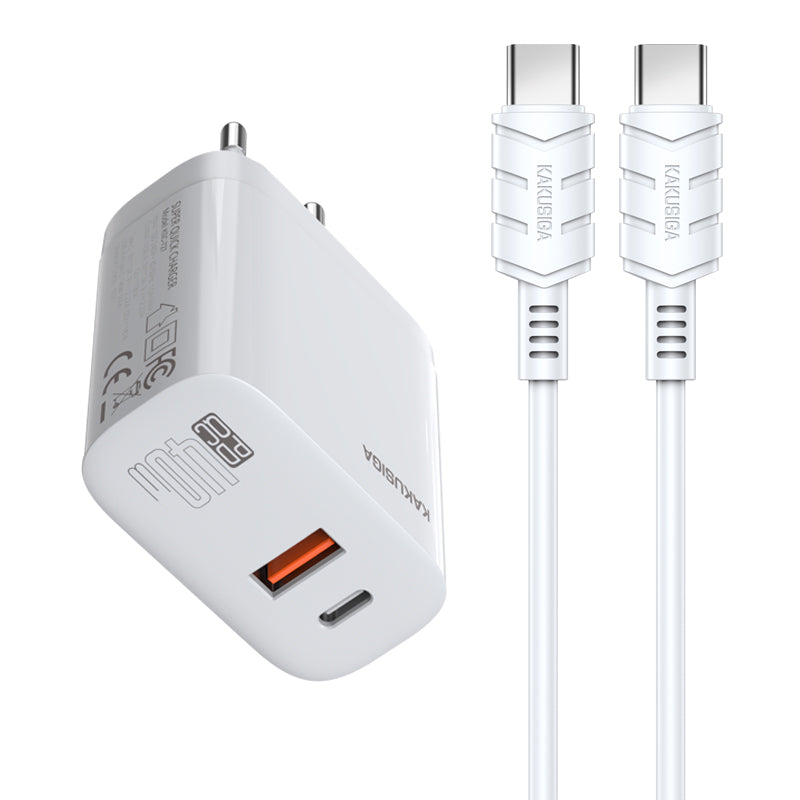 Caricatore rapido 40W USB-C + USB-A bianco con cavo Type-C - Type-C 1m 6921042122441 KSC-813 F4625