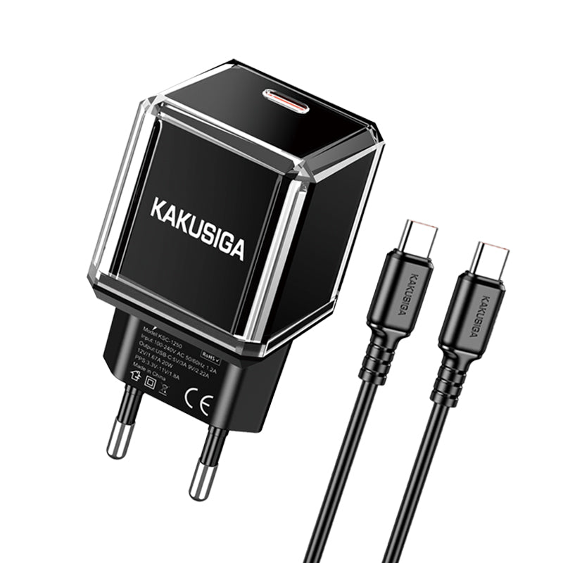 Caricabatterie USB-C PD 20W nero con cavo Type-C 1m KSC-1251 69210421415210 F4615