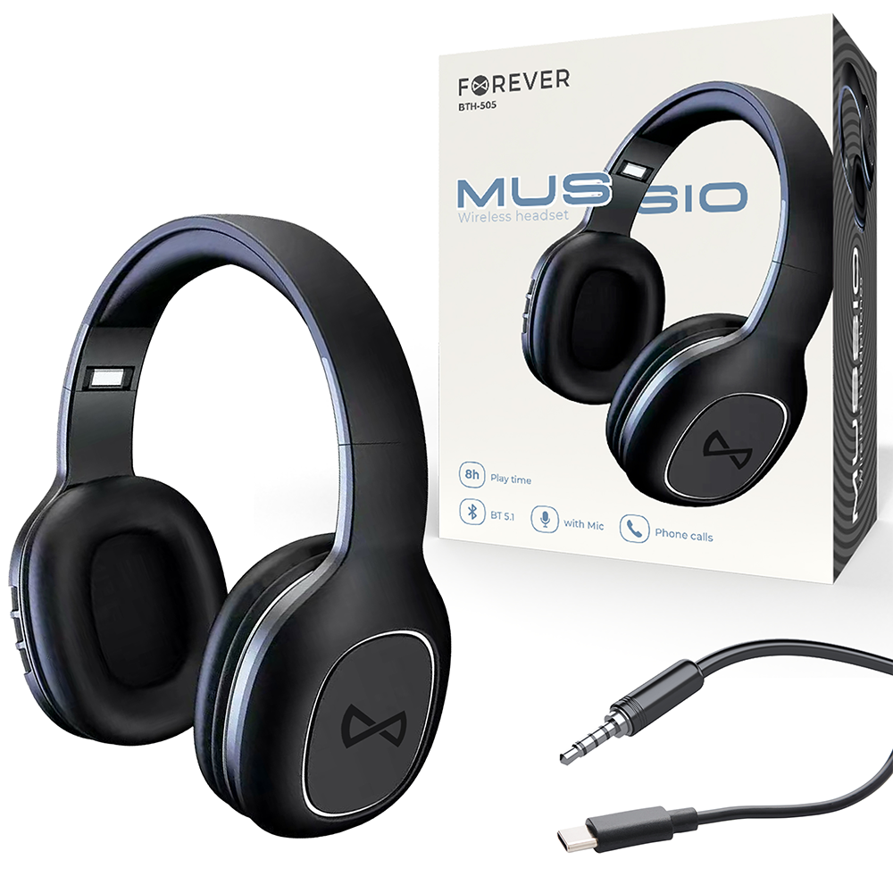 Cuffie wireless Forever BTH-505 ad archetto nere WB2508 GSM164180 5907457708143
