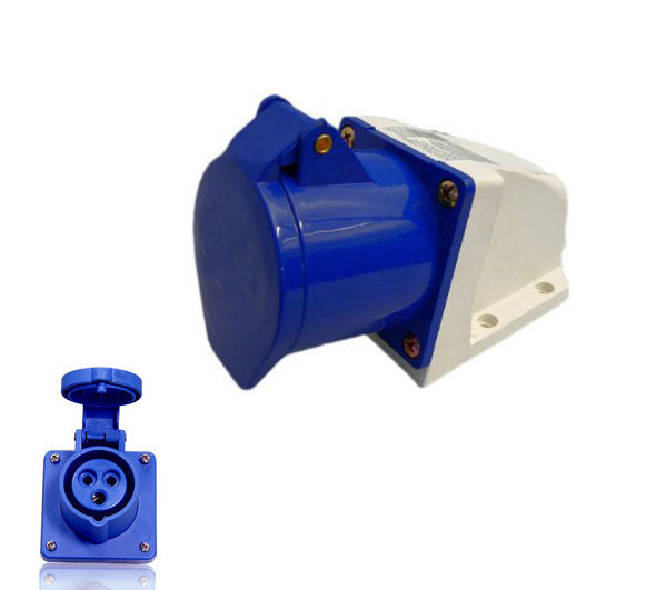 Presa elettrica industriale da parete inclinata 2P+T 32A IP44