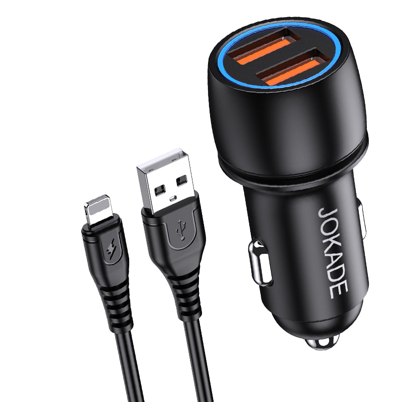 Caricabatterie per auto 2xUSB con cavo Lightning JH004 6924042123424 F4130