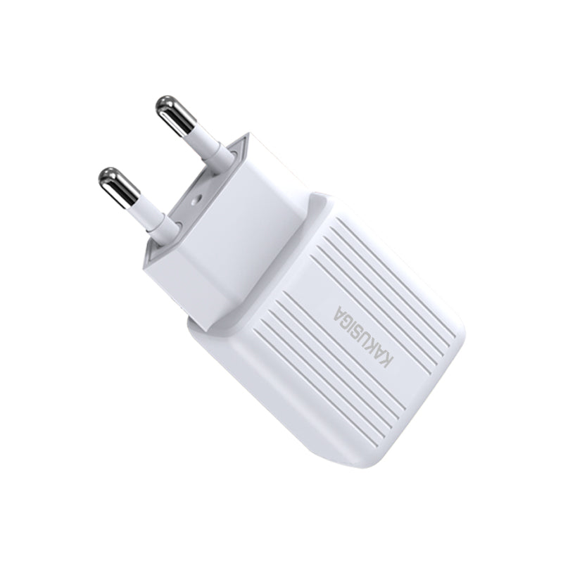 Caricabatterie USB doppia porta 2.4A bianco con cavo Type-C 1m KSC-373 6921042113654 F4635
