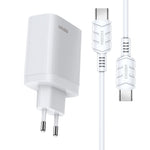 Caricatore rapido 40W USB-C + USB-A bianco con cavo Type-C - Type-C 1m 6921042122441 KSC-813 F4625