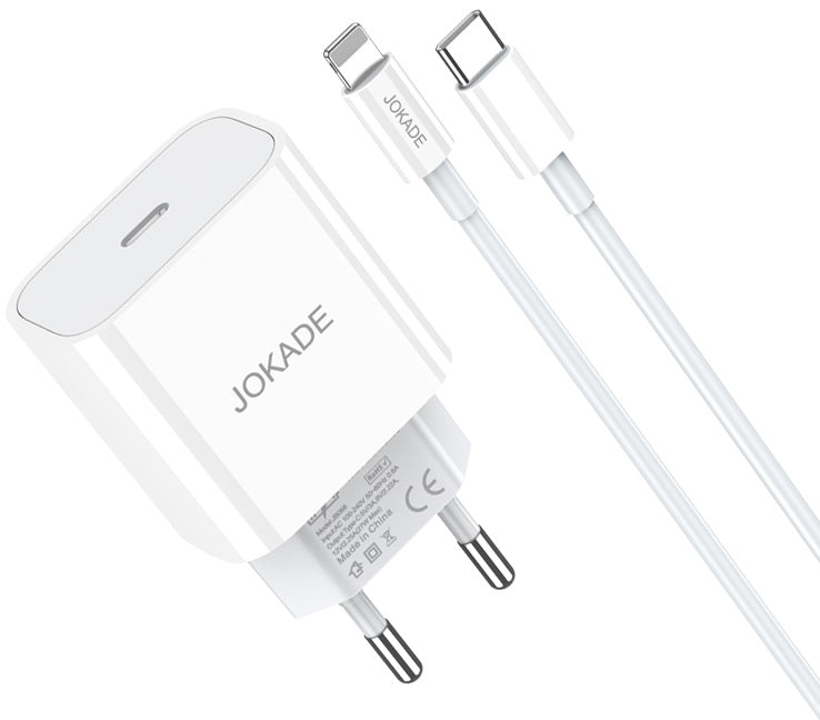 Caricabatterie con cavo USB tipo C / Lightning ricarica rapida 3A 27W bianco JB069 6921042139098 F2980