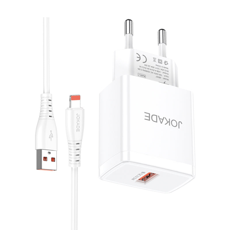 Caricabatterie lightning USB 22.5W bianco JB098