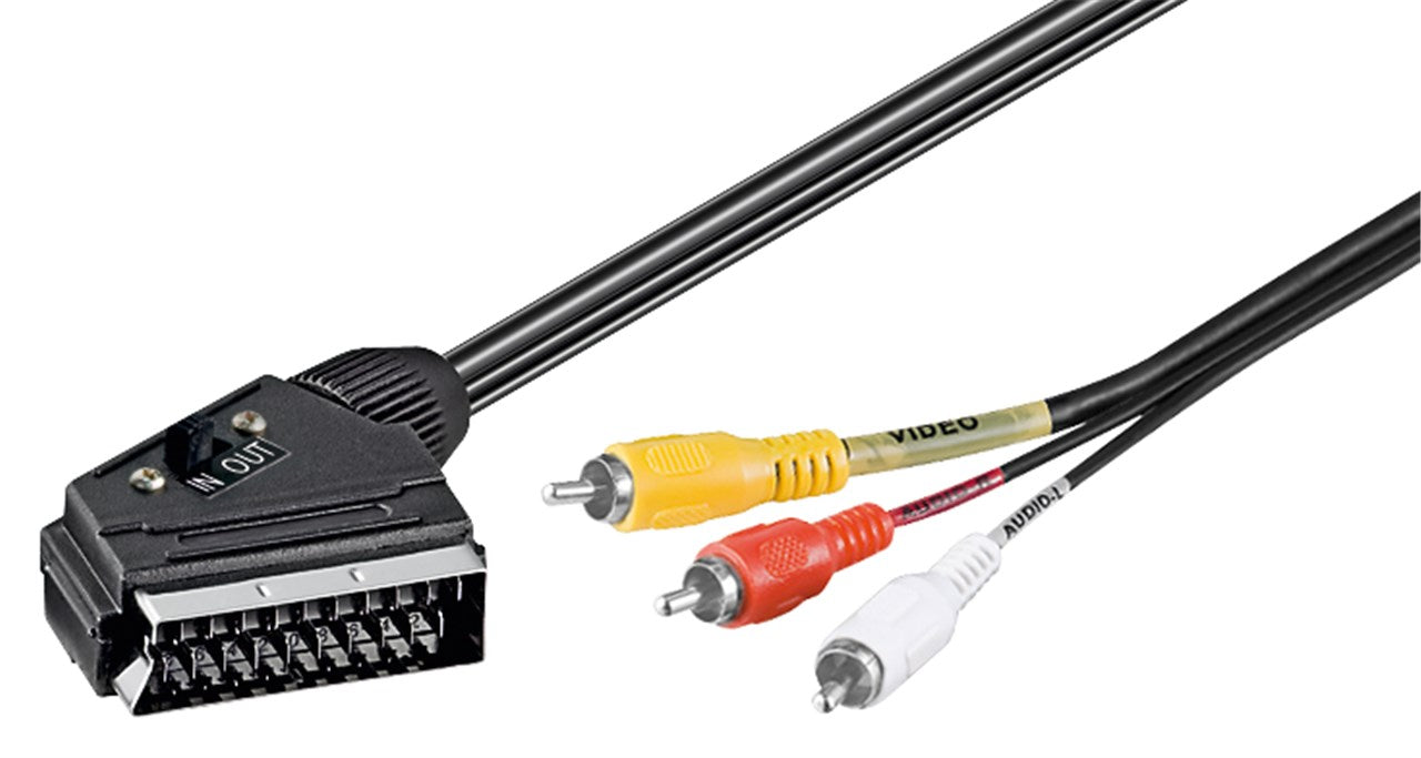 Cavo adattatore da Scart a video audio composito IN/OUT spina SCART 21-pin - 3 spina RCA