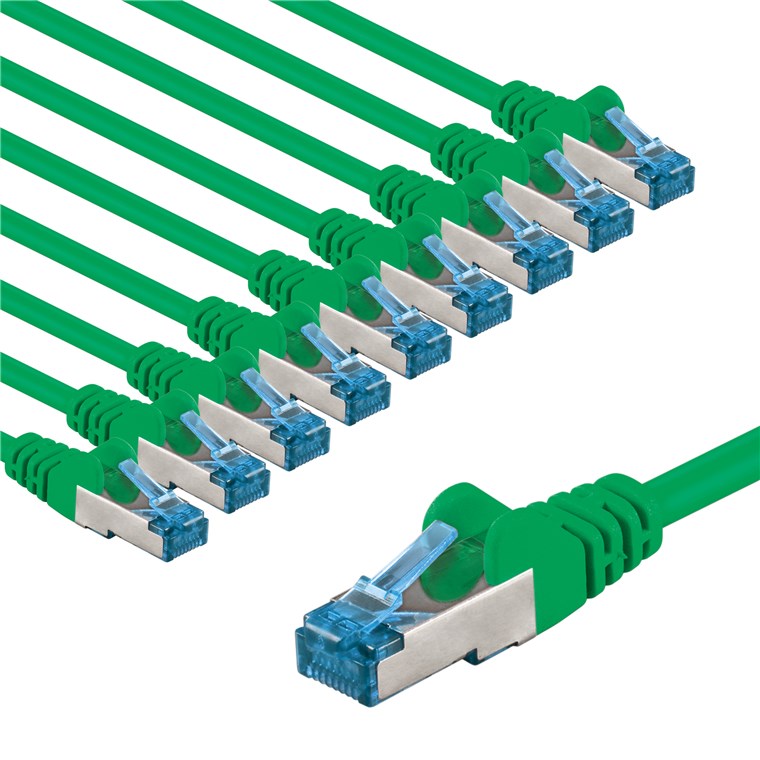 CAT 6A cavo patch S/FTP PiMF 3 m Verde kit da 10