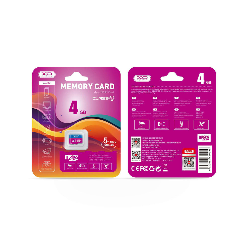 Memory card 4GB XO microSDHC cl. 10