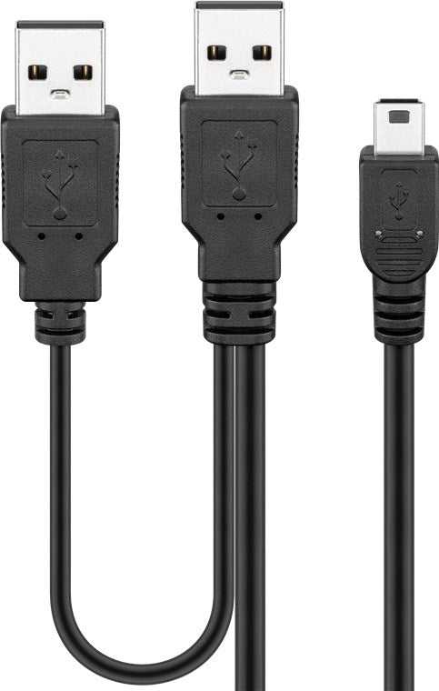 Cavo USB 2.0 ad alta velocità Dual-Power nero