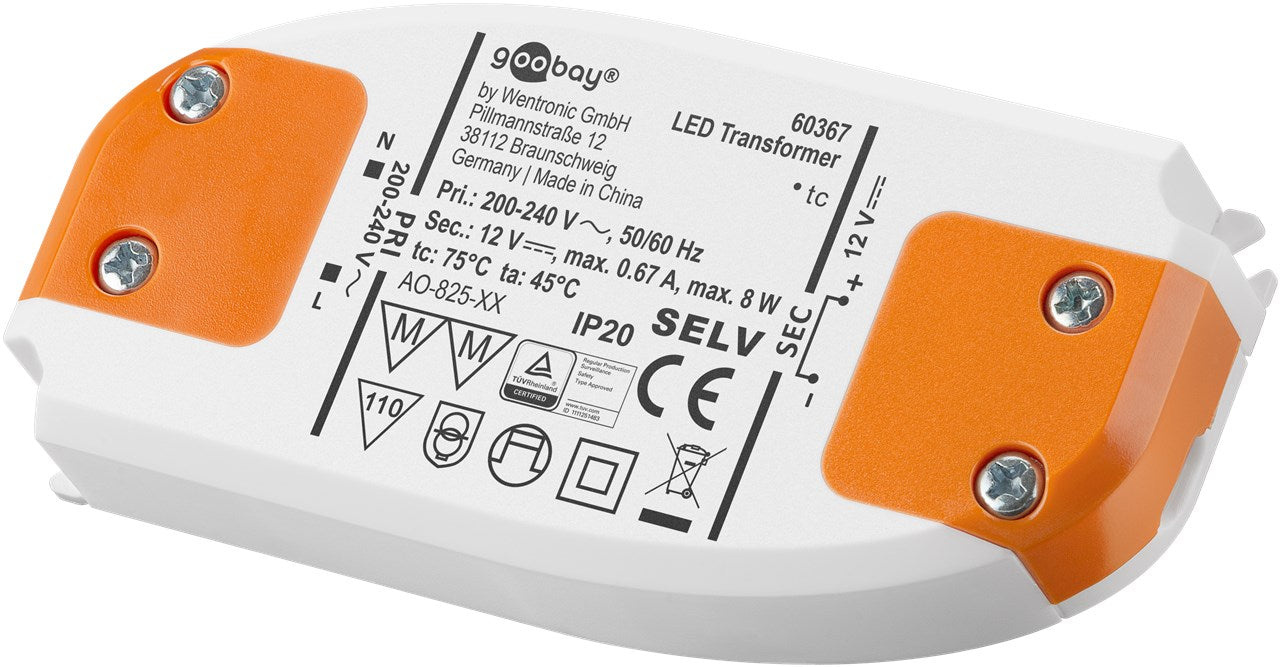 Trasformatore LED 12 V DC/8 W