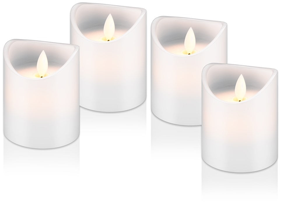 Set di 4 candele a LED in vera cera bianco