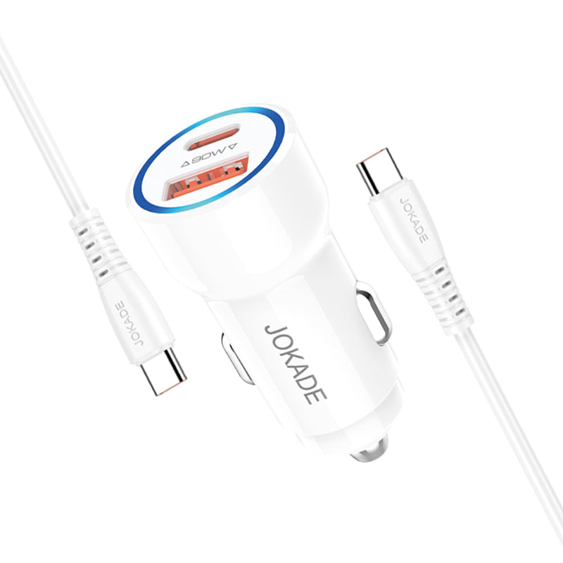 Alimentatore caricabatterie da auto USB/Type-c con cavo Type-C 90W 20V/3A bianco JH048