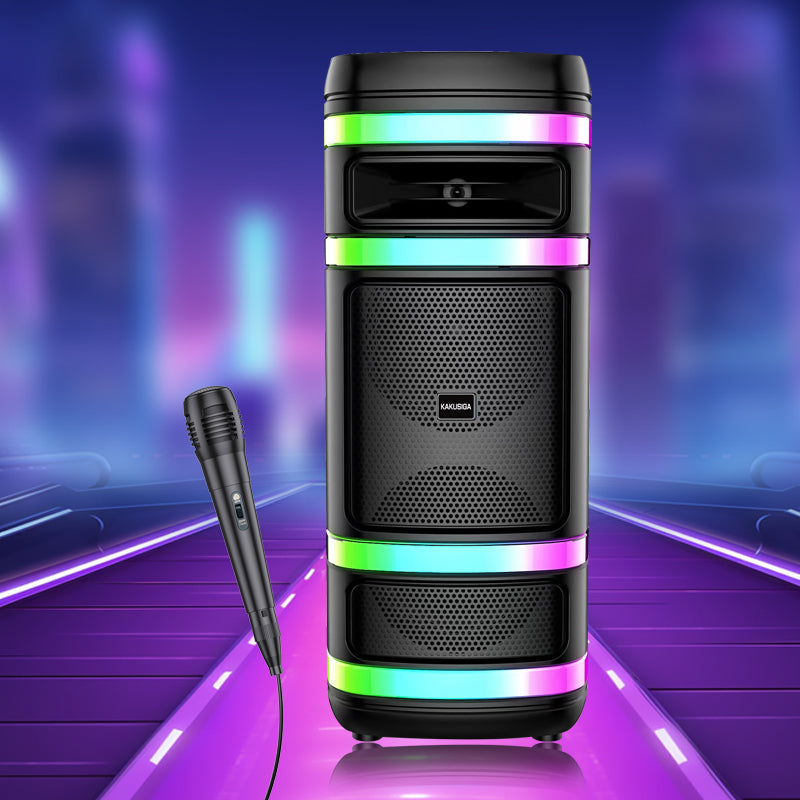 Cassa acustica ricaricabile 2x8" 40W luci LED Bluetooth/FM/USB KK-8208