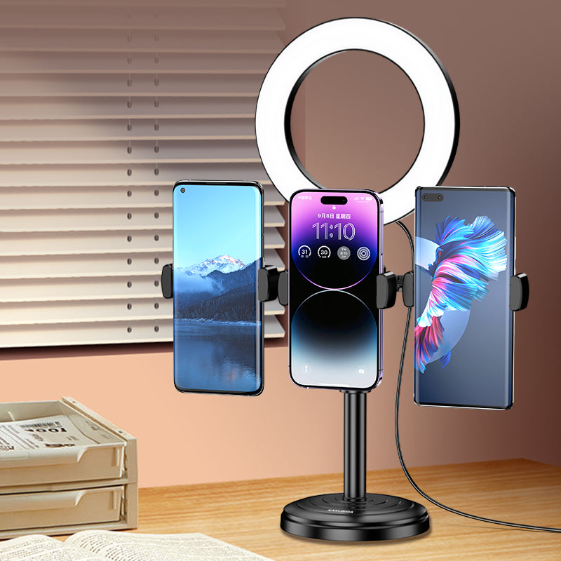 Supporto per smartphone da tavolo con anello LED  KSC-1514 KSC-1514Supporto per smartphone da tavolo con anello LED  KSC-1514 KSC-1514