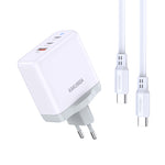 Caricatore rapido PD 65W 3 porte 2 USB-C + 1 USB-A bianco con cavo Type-C - Type-C 1m6921042131085 KSC-933 F4620
