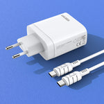 Caricatore rapido 40W USB-C + USB-A bianco con cavo Type-C - Type-C 1m 6921042122441 KSC-813 F4625