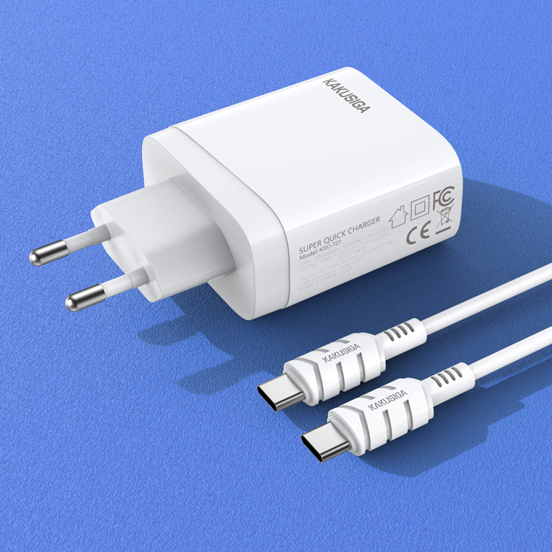 Caricatore rapido 40W USB-C + USB-A bianco con cavo Type-C - Type-C 1m 6921042122441 KSC-813 F4625