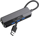 Adattatore hub USB 4 in 1 3xUSB 3.0 e 1xRJ45 Gigabit nero JC009-D 6921042137957 F4815