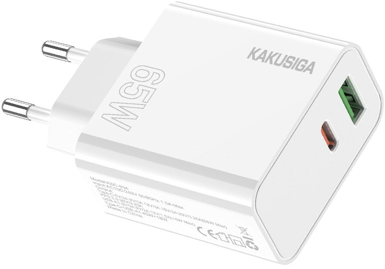 Alimentatore caricabatterie doppia porta USB/type C 3.25A 65W N050